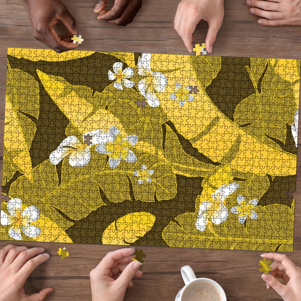 Yellow Banana Leaf Hawaii Puzzle Lau Maia Plumeria Tropical Summer Vibes