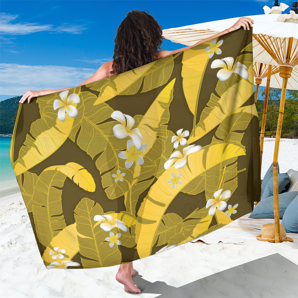 Yellow Banana Leaf Hawaii Sarong Lau Maia Plumeria Tropical Summer Vibes