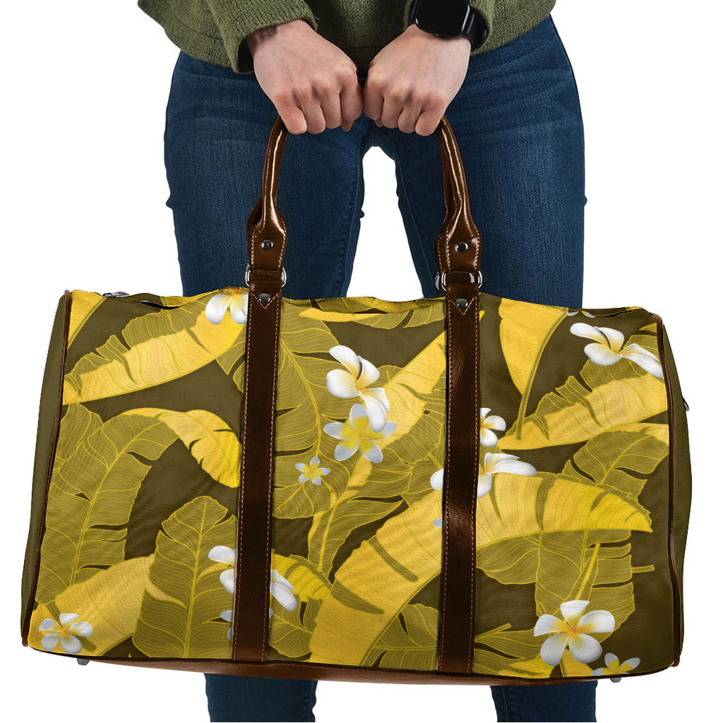 Yellow Banana Leaf Hawaii Travel Bag Lau Maia Plumeria Tropical Summer Vibes