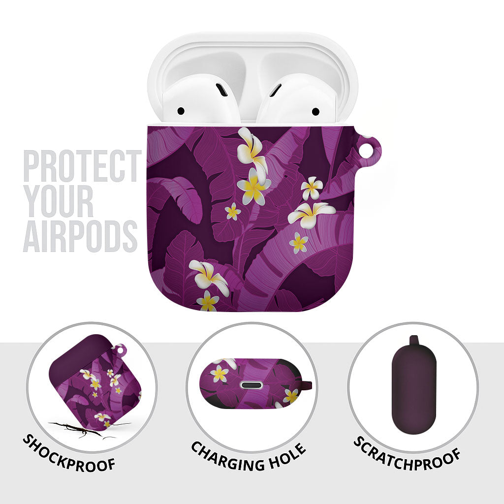 Purple Banana Leaf Hawaii AirPods Case Lau Maia Plumeria Tropical Summer Vibes