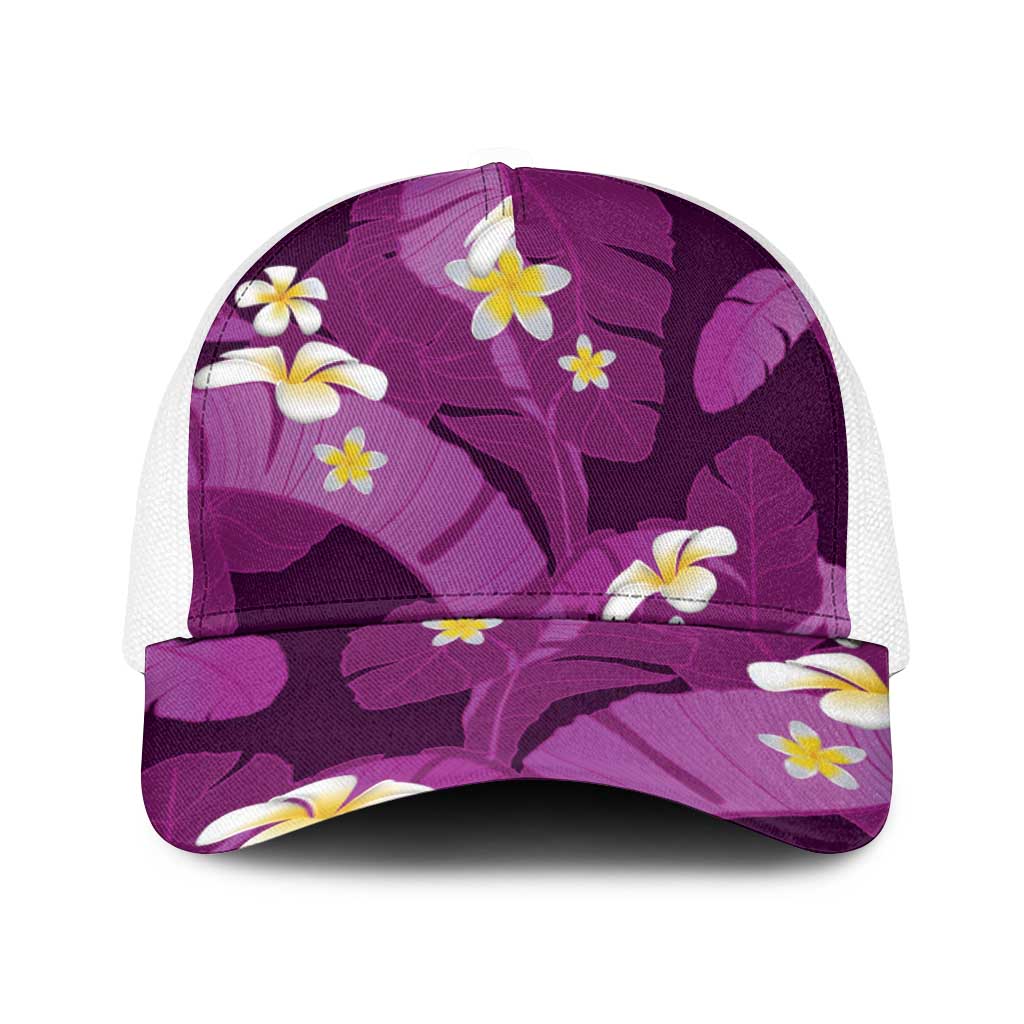 Purple Banana Leaf Hawaii Baseball Net Cap Lau Maia Plumeria Tropical Summer Vibes