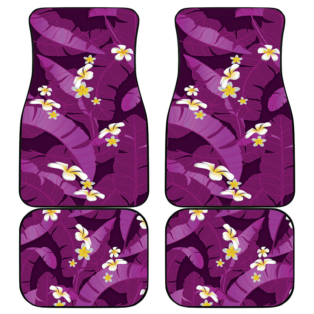 Purple Banana Leaf Hawaii Car Mats Lau Maia Plumeria Tropical Summer Vibes