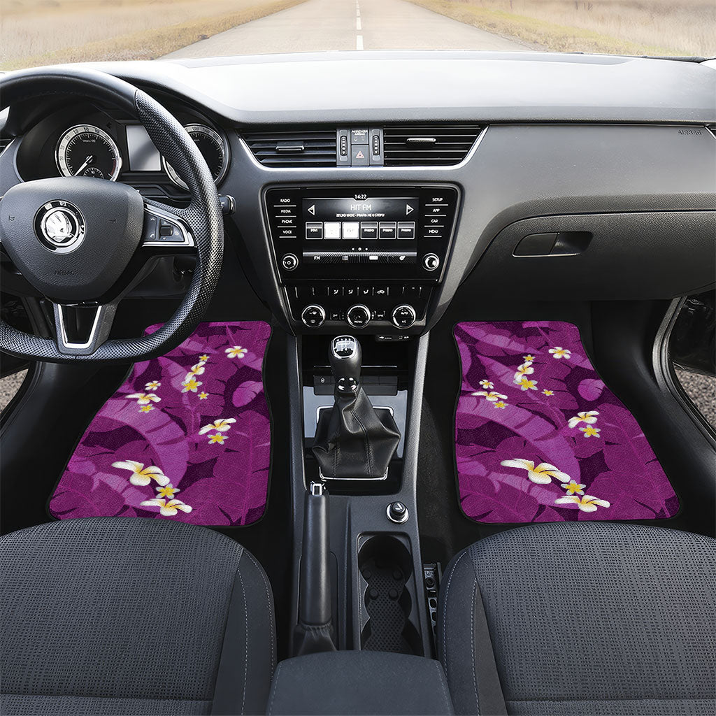 Purple Banana Leaf Hawaii Car Mats Lau Maia Plumeria Tropical Summer Vibes
