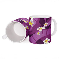 Purple Banana Leaf Hawaii Ceramic Mug Lau Maia Plumeria Tropical Summer Vibes