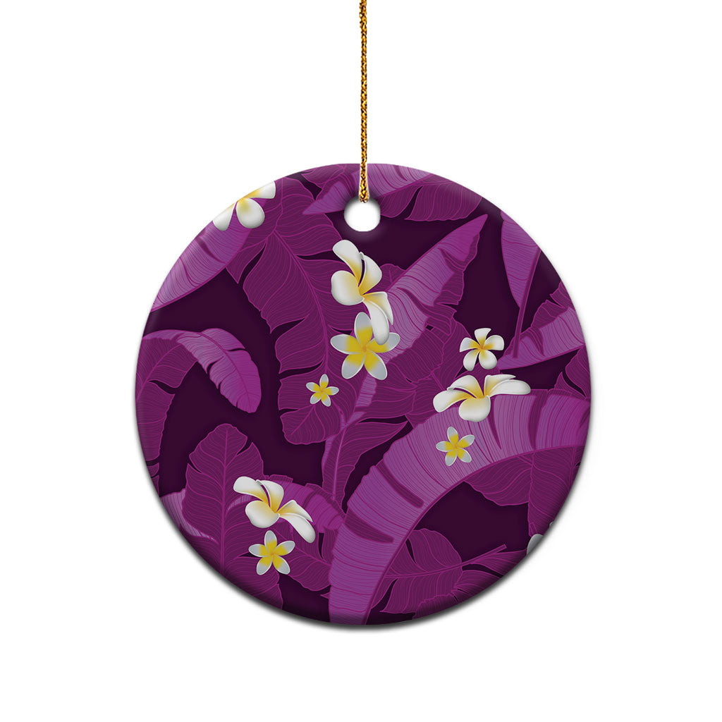 Purple Banana Leaf Hawaii Ceramic Ornament Lau Maia Plumeria Tropical Summer Vibes