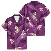 Purple Banana Leaf Hawaii Family Matching Mermaid Dress and Hawaiian Shirt Lau Maia Plumeria Tropical Summer Vibes