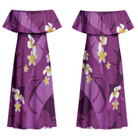 Purple Banana Leaf Hawaii Family Matching Off Shoulder Maxi Dress and Hawaiian Shirt Lau Maia Plumeria Tropical Summer Vibes