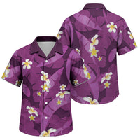 Purple Banana Leaf Hawaii Family Matching Off Shoulder Maxi Dress and Hawaiian Shirt Lau Maia Plumeria Tropical Summer Vibes