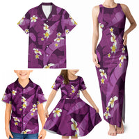 Purple Banana Leaf Hawaii Family Matching Tank Maxi Dress and Hawaiian Shirt Lau Maia Plumeria Tropical Summer Vibes