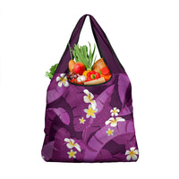 Purple Banana Leaf Hawaii Grocery Bag Lau Maia Plumeria Tropical Summer Vibes