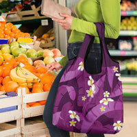 Purple Banana Leaf Hawaii Grocery Bag Lau Maia Plumeria Tropical Summer Vibes