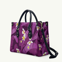 Purple Banana Leaf Hawaii Leather Bag Lau Maia Plumeria Tropical Summer Vibes
