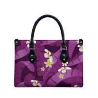 Purple Banana Leaf Hawaii Leather Bag Lau Maia Plumeria Tropical Summer Vibes