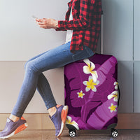 Purple Banana Leaf Hawaii Luggage Cover Lau Maia Plumeria Tropical Summer Vibes