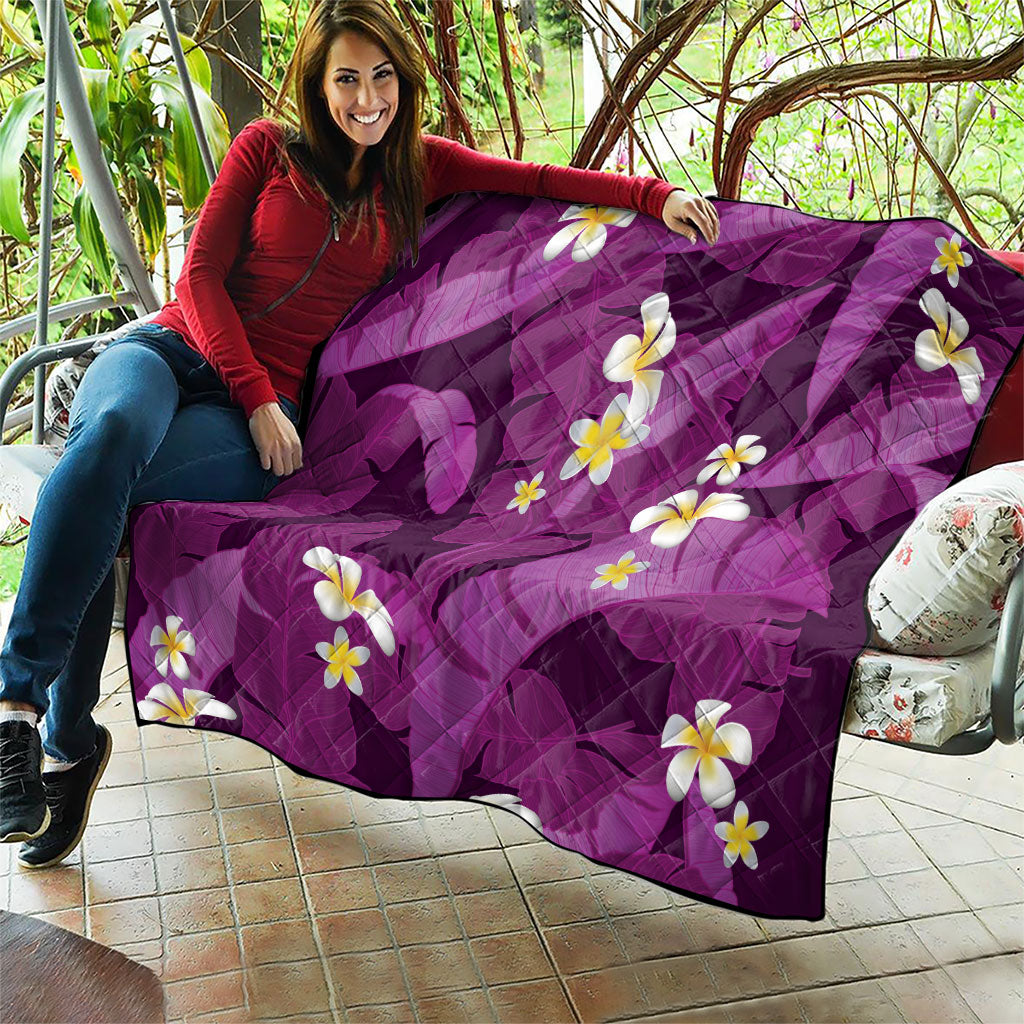 Purple Banana Leaf Hawaii Quilt Lau Maia Plumeria Tropical Summer Vibes