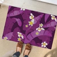 Purple Banana Leaf Hawaii Rubber Doormat Lau Maia Plumeria Tropical Summer Vibes