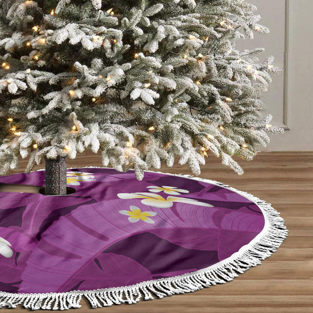 Purple Banana Leaf Hawaii Tree Skirt Lau Maia Plumeria Tropical Summer Vibes