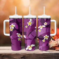 Purple Banana Leaf Hawaii Tumbler With Handle Lau Maia Plumeria Tropical Summer Vibes