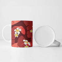 Red Banana Leaf Hawaii Ceramic Mug Lau Maia Plumeria Tropical Summer Vibes