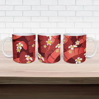 Red Banana Leaf Hawaii Ceramic Mug Lau Maia Plumeria Tropical Summer Vibes