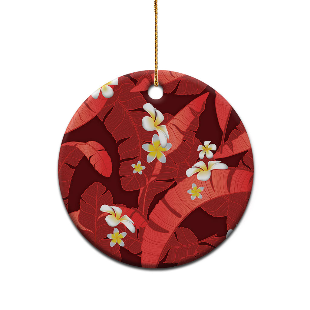 Red Banana Leaf Hawaii Ceramic Ornament Lau Maia Plumeria Tropical Summer Vibes