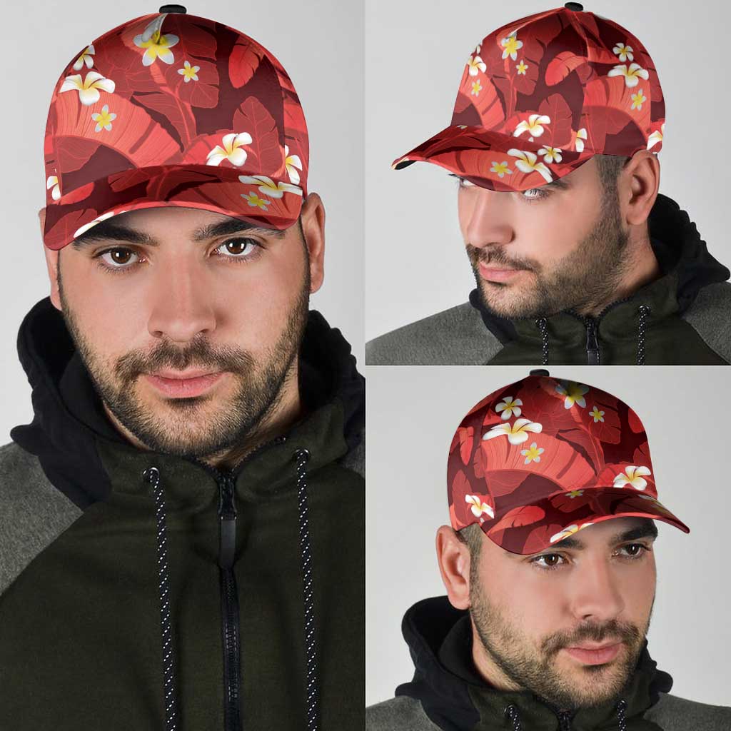 Red Banana Leaf Hawaii Classic Cap Lau Maia Plumeria Tropical Summer Vibes