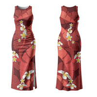 Red Banana Leaf Hawaii Couples Matching Tank Maxi Dress and Hawaiian Shirt Lau Maia Plumeria Tropical Summer Vibes