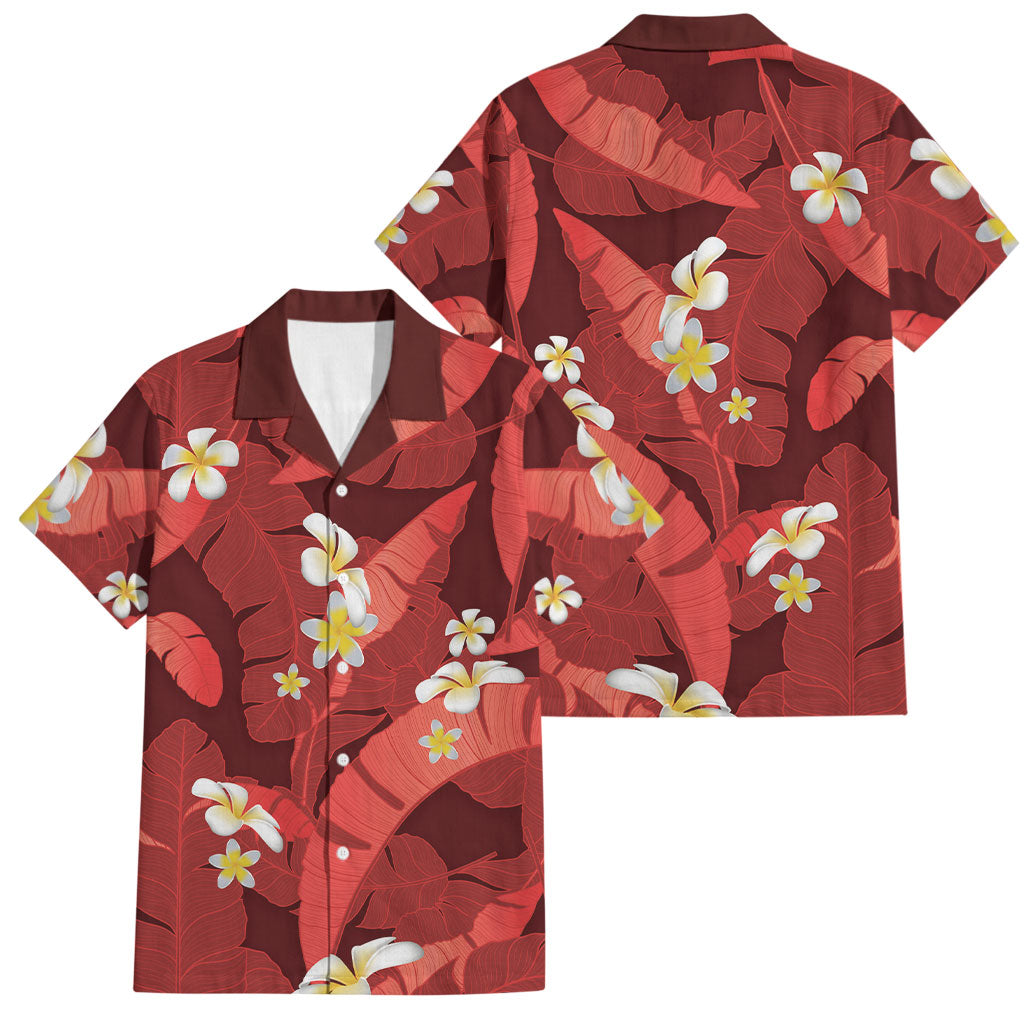 Red Banana Leaf Hawaii Family Matching Tank Maxi Dress and Hawaiian Shirt Lau Maia Plumeria Tropical Summer Vibes