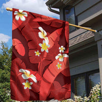 Red Banana Leaf Hawaii Garden Flag Lau Maia Plumeria Tropical Summer Vibes
