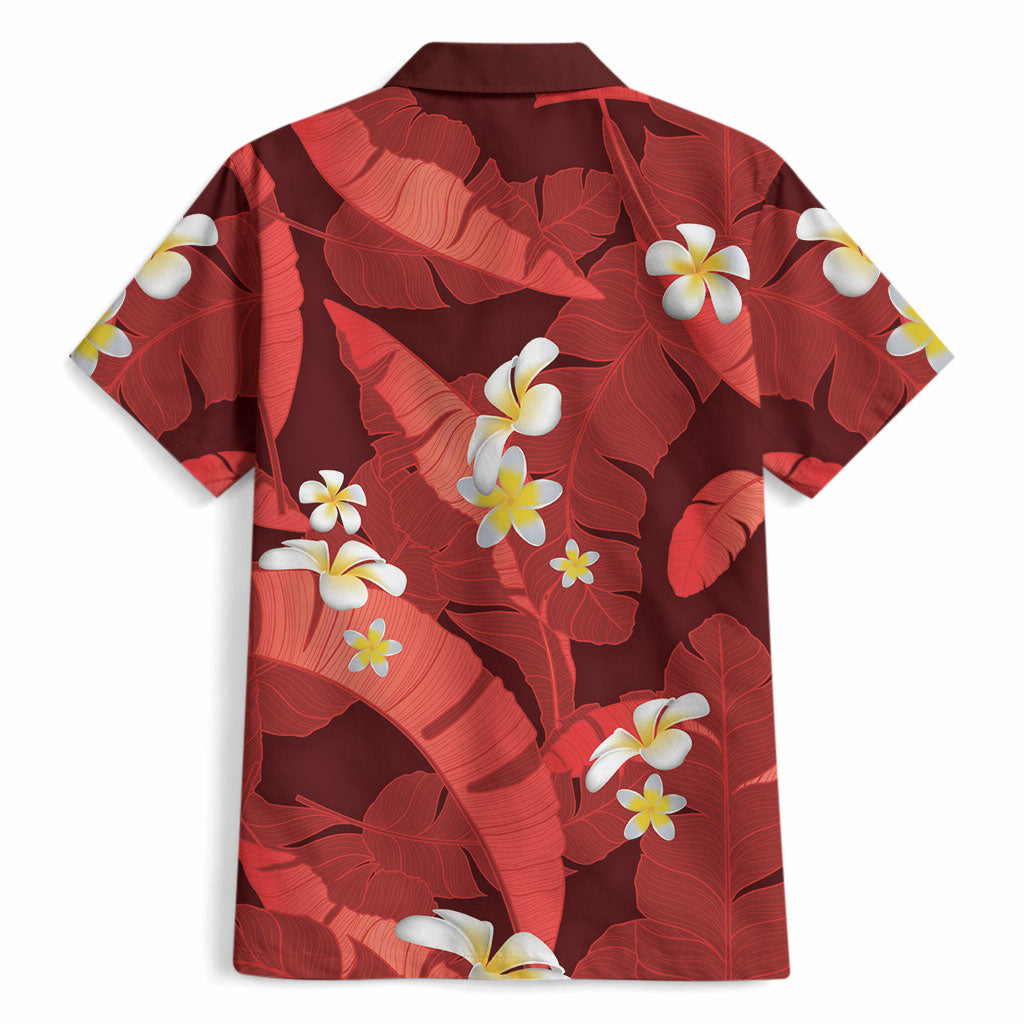 Red Banana Leaf Hawaii Hawaiian Shirt Lau Maia Plumeria Tropical Summer Vibes