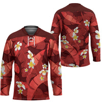 Red Banana Leaf Hawaii Hockey Jersey Lau Maia Plumeria Tropical Summer Vibes