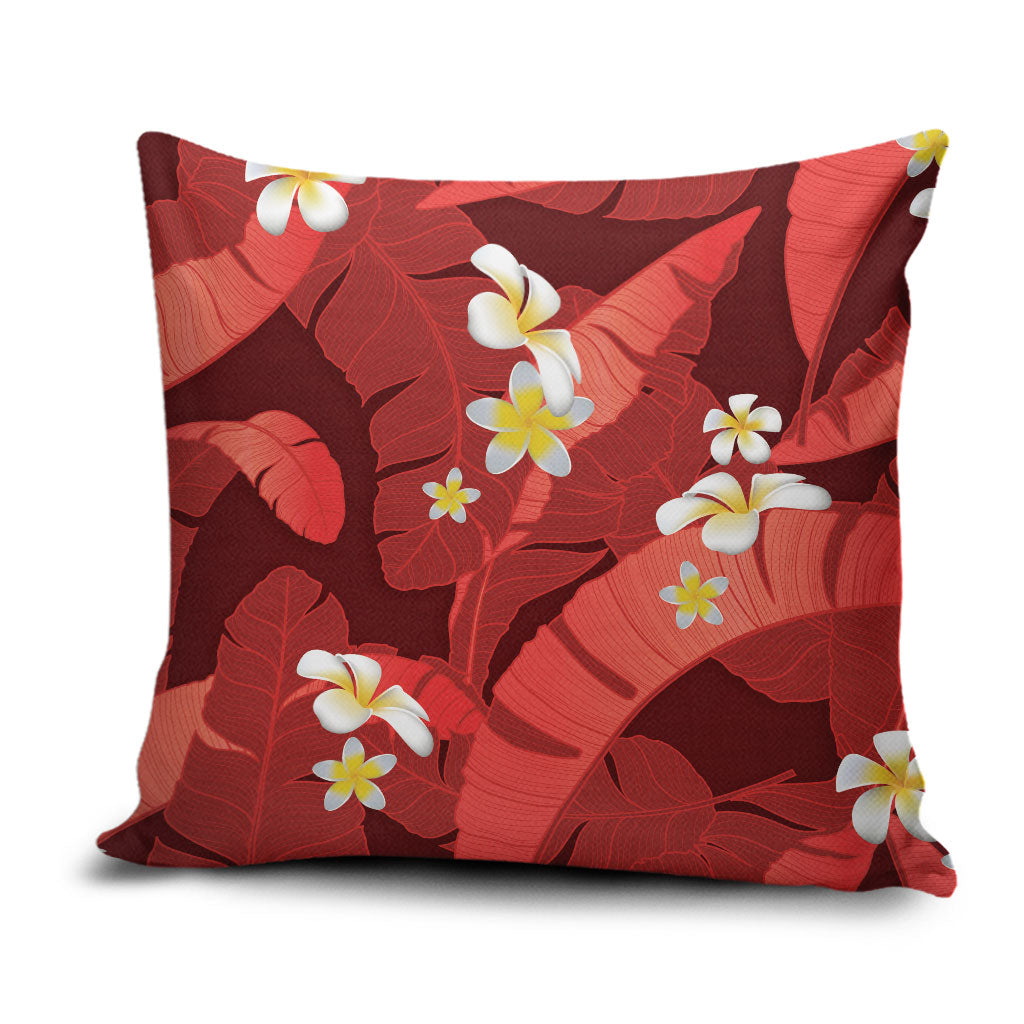 Red Banana Leaf Hawaii Pillow Cover Lau Maia Plumeria Tropical Summer Vibes