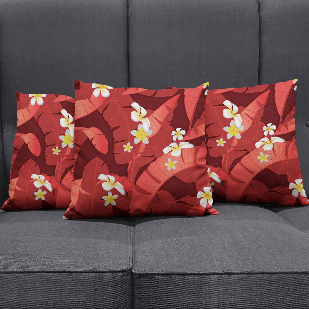 Red Banana Leaf Hawaii Pillow Cover Lau Maia Plumeria Tropical Summer Vibes