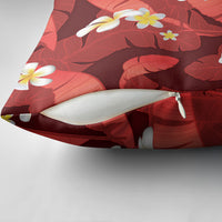 Red Banana Leaf Hawaii Pillow Cover Lau Maia Plumeria Tropical Summer Vibes