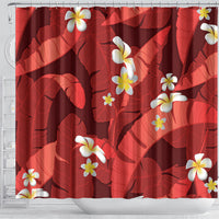 Red Banana Leaf Hawaii Shower Curtain Lau Maia Plumeria Tropical Summer Vibes