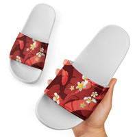 Red Banana Leaf Hawaii Slide Sandals Lau Maia Plumeria Tropical Summer Vibes
