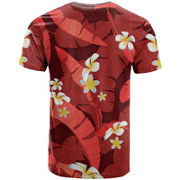 Red Banana Leaf Hawaii T Shirt Lau Maia Plumeria Tropical Summer Vibes