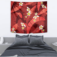 Red Banana Leaf Hawaii Tapestry Lau Maia Plumeria Tropical Summer Vibes