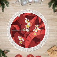 Red Banana Leaf Hawaii Tree Skirt Lau Maia Plumeria Tropical Summer Vibes