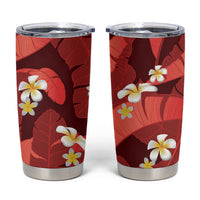 Red Banana Leaf Hawaii Tumbler Cup Lau Maia Plumeria Tropical Summer Vibes