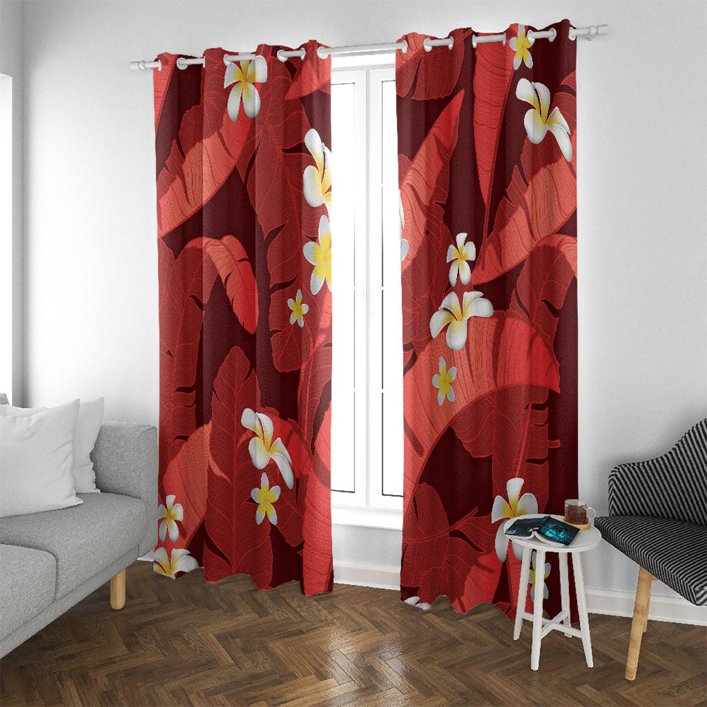 Red Banana Leaf Hawaii Window Curtain Lau Maia Plumeria Tropical Summer Vibes
