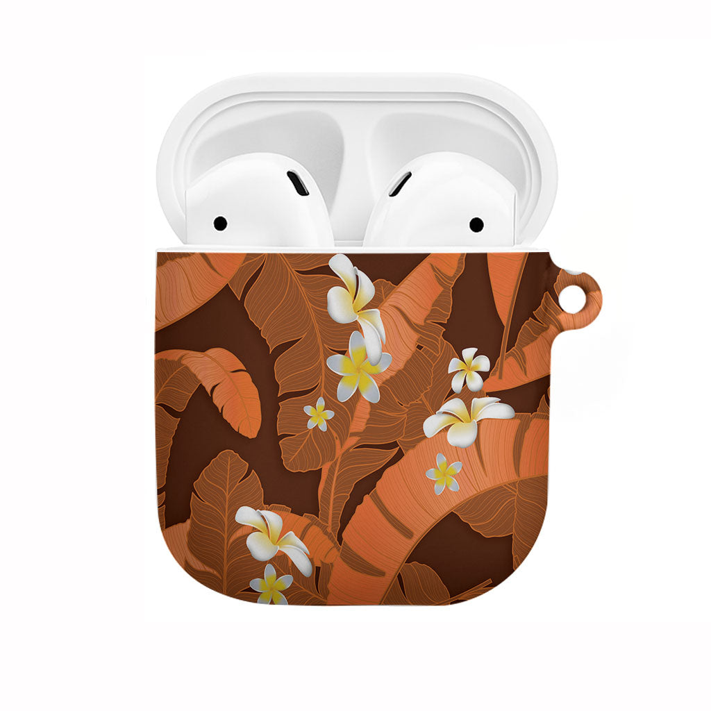 Orange Banana Leaf Hawaii AirPods Case Lau Maia Plumeria Tropical Summer Vibes