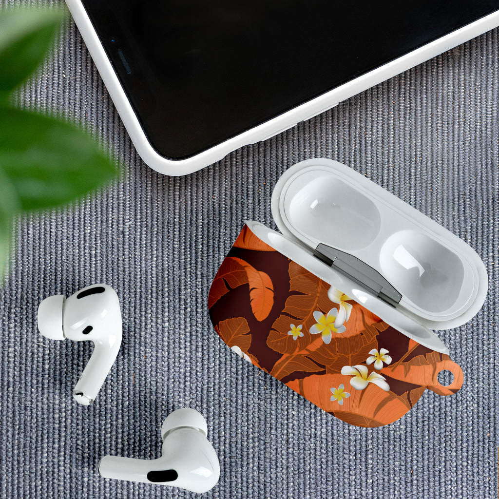 Orange Banana Leaf Hawaii AirPods Case Lau Maia Plumeria Tropical Summer Vibes