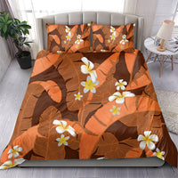 Orange Banana Leaf Hawaii Bedding Set Lau Maia Plumeria Tropical Summer Vibes