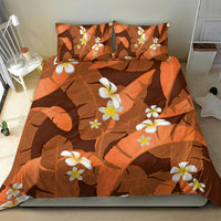 Orange Banana Leaf Hawaii Bedding Set Lau Maia Plumeria Tropical Summer Vibes