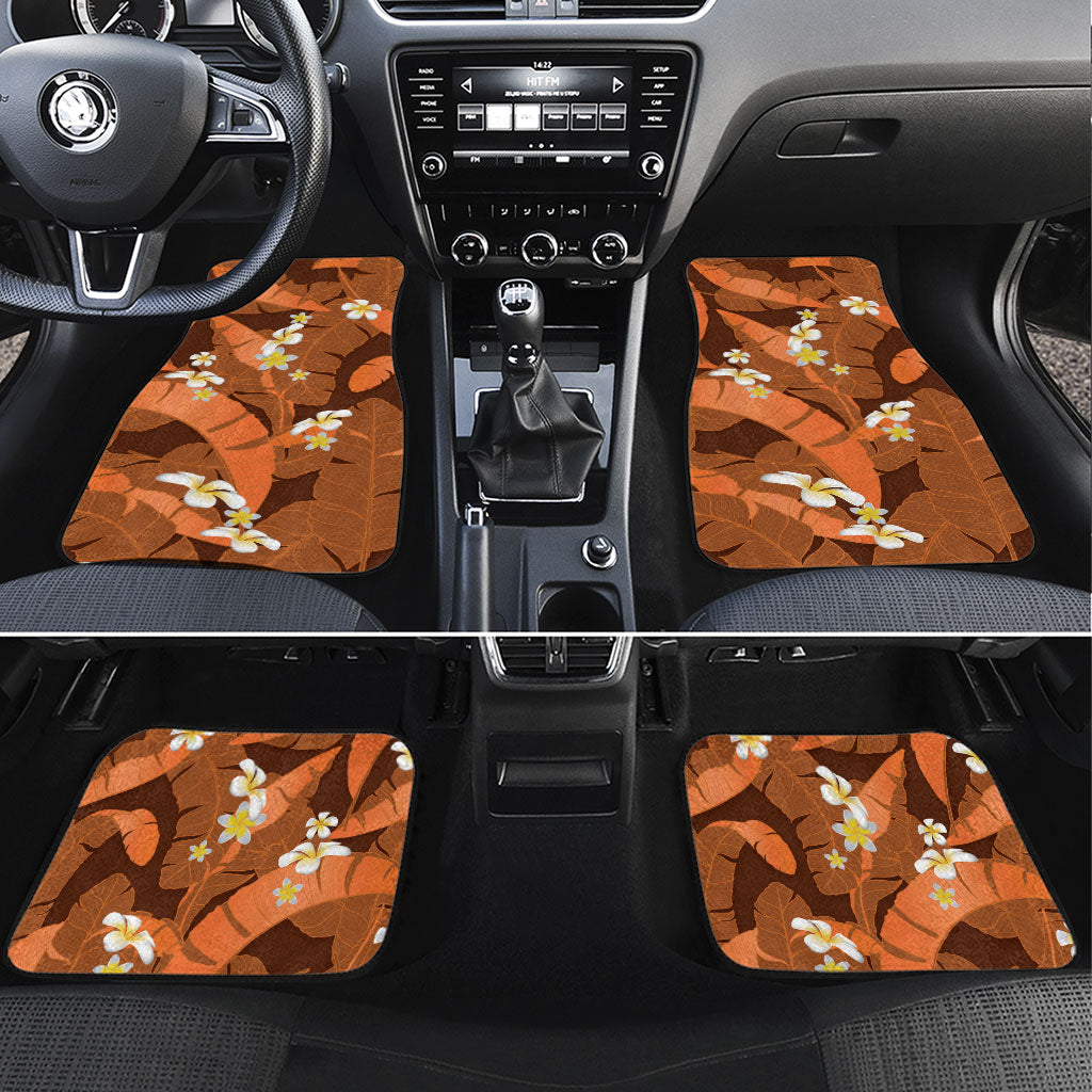 Orange Banana Leaf Hawaii Car Mats Lau Maia Plumeria Tropical Summer Vibes