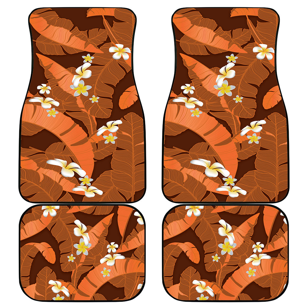Orange Banana Leaf Hawaii Car Mats Lau Maia Plumeria Tropical Summer Vibes