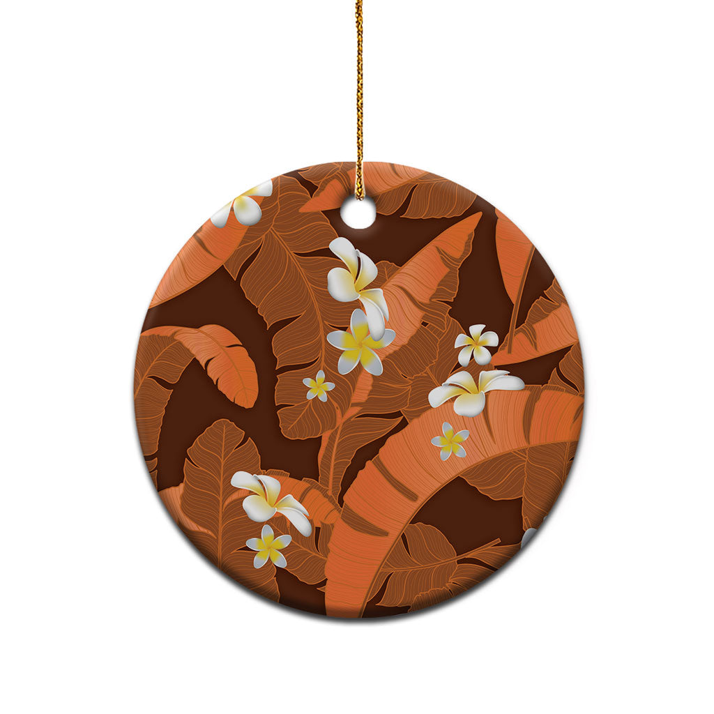 Orange Banana Leaf Hawaii Ceramic Ornament Lau Maia Plumeria Tropical Summer Vibes