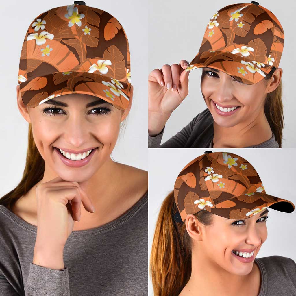 Orange Banana Leaf Hawaii Classic Cap Lau Maia Plumeria Tropical Summer Vibes