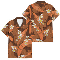 Orange Banana Leaf Hawaii Family Matching Mermaid Dress and Hawaiian Shirt Lau Maia Plumeria Tropical Summer Vibes